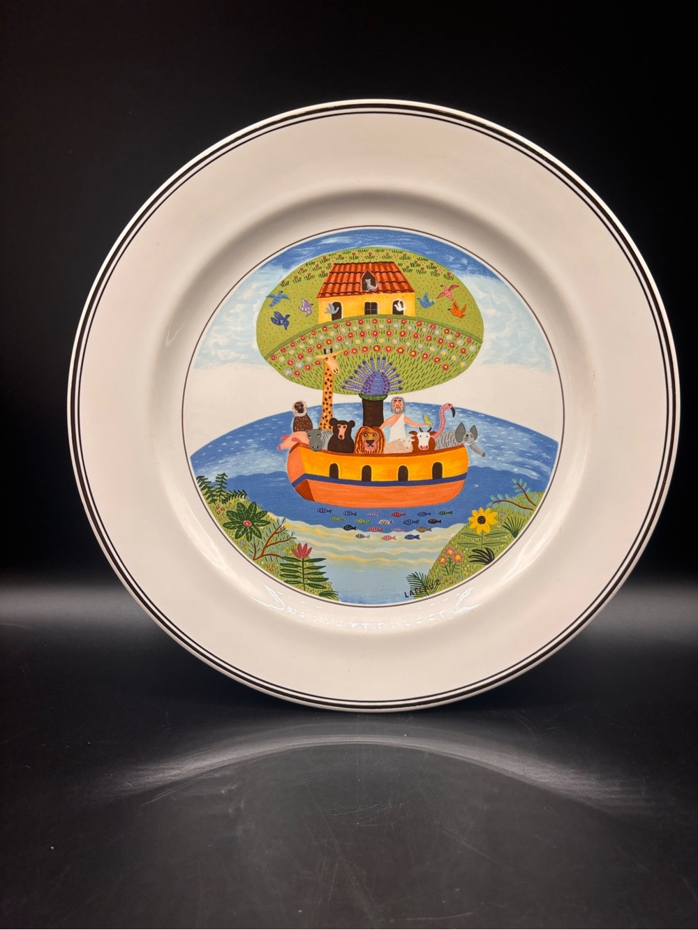 Vintage Villeroy & Boch Plate Design Naif Noahs Ark Gerald Laplau Dinner 10 1/2”